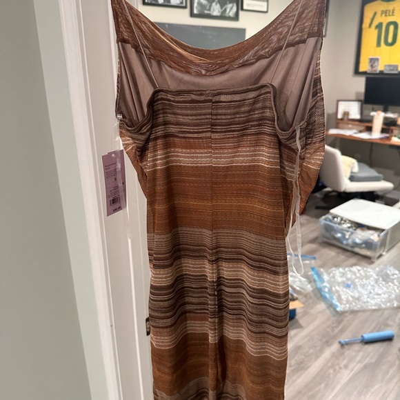 Wild Fable Cream Brown Ruched Bodycon Mini Dress NWT - Picture 3 of 5